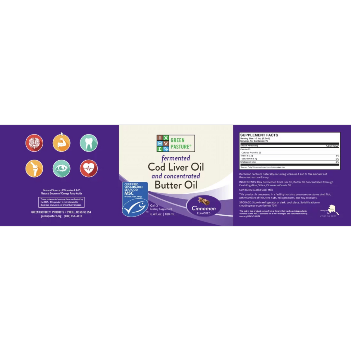 Cod Liver Oil/Butter Oil Blend Cinnamon Tingle Gel 6.4oz