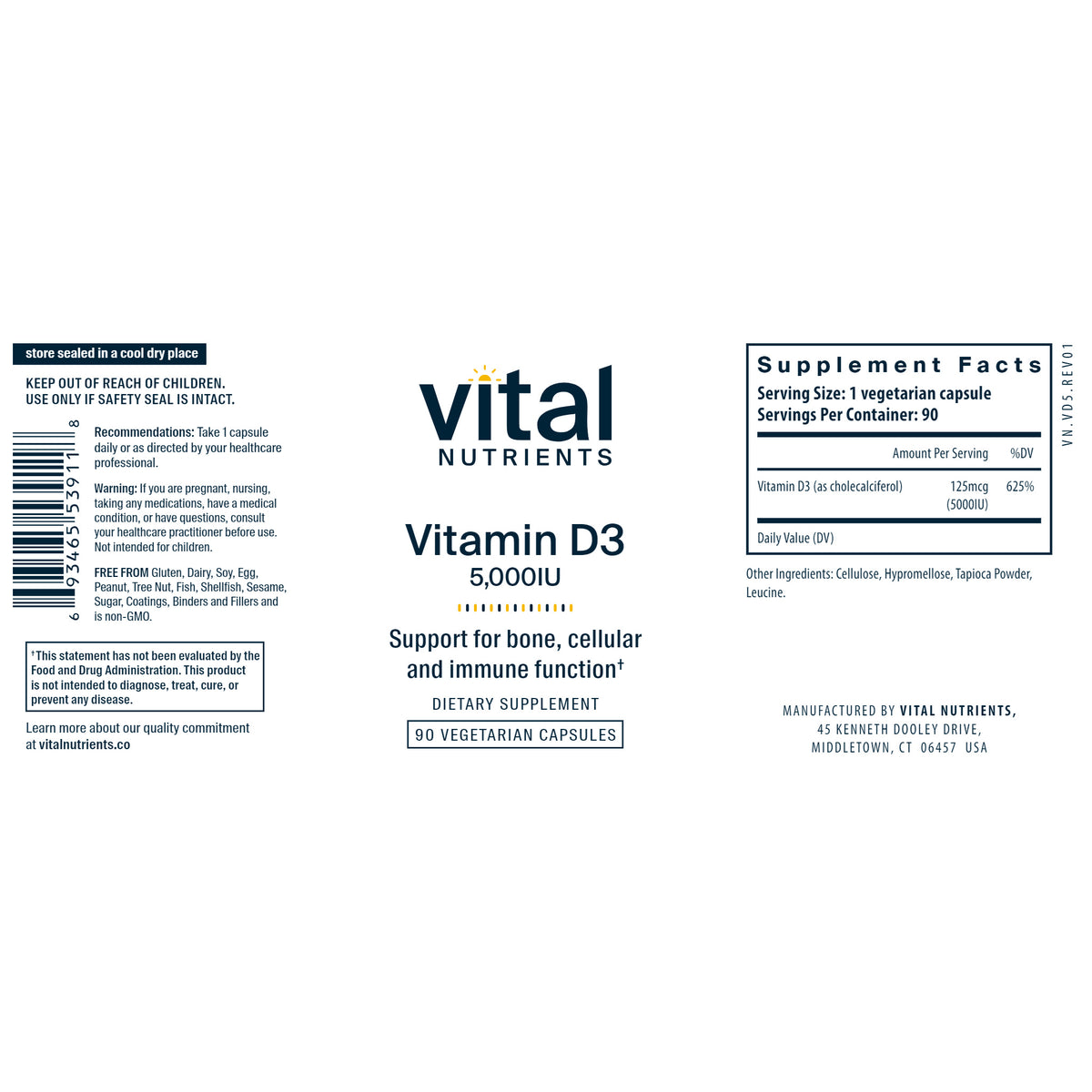 Vitamin D3 5000IU 90 Capsules