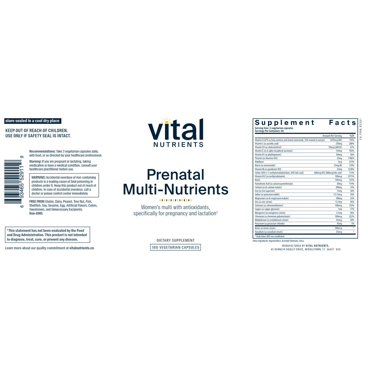 PreNatal Multi-Nutrients 180 Capsules