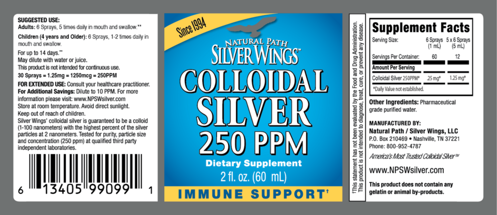 Colloidal Silver 250 PPM - Nasal Spray 2 oz.