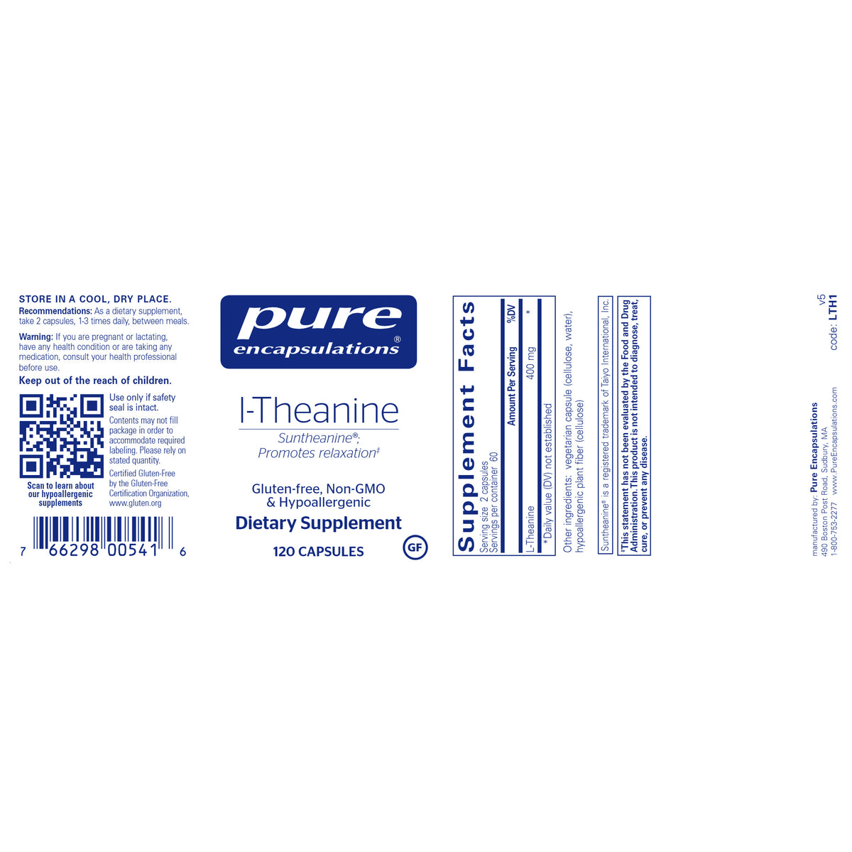 L-Theanine 400mg 120 Capsules
