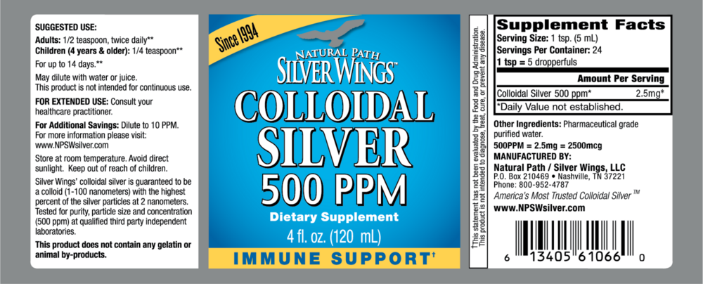 Colloidal Silver 500 PPM - Liquid 4 oz.