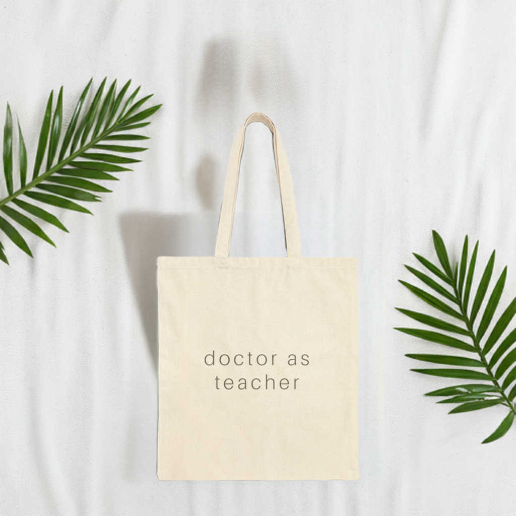 "Docere" Doctor as Teacher - Dr. Neville's Cotton Canvas Tote Bag (Natural Canvas)