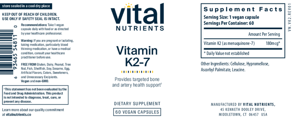 Vitamin K2-7 180mcg 60 Capsules