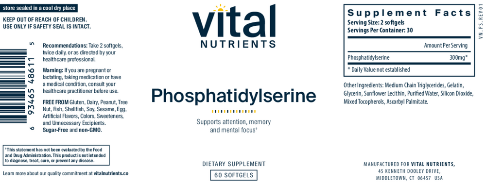 Phosphatidylserine 150mg 60 Capsules