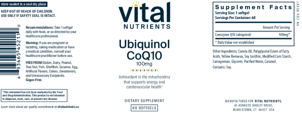 Ubiquinol CoQ10 100mg 60 Capsules