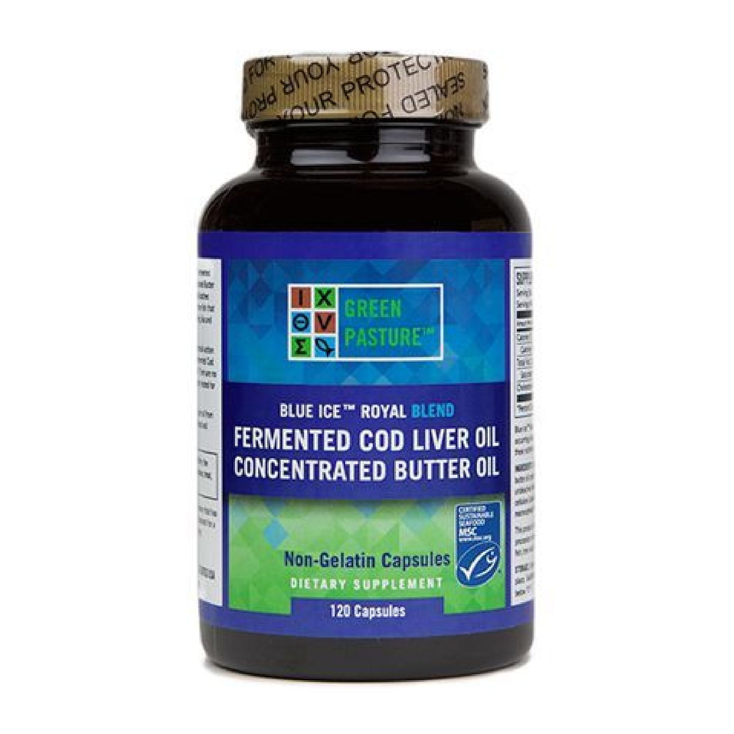 Blue Ice Royal Fermented Cod Liver Oil / Butter Oil Blend 120 Capsules